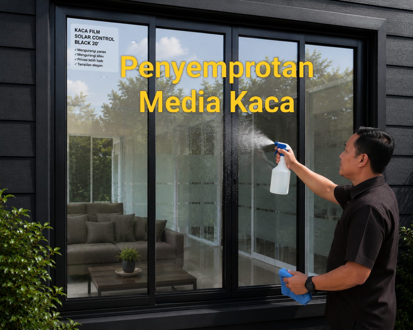 Persiapan media kaca sebelum pemasangan kaca film Depok